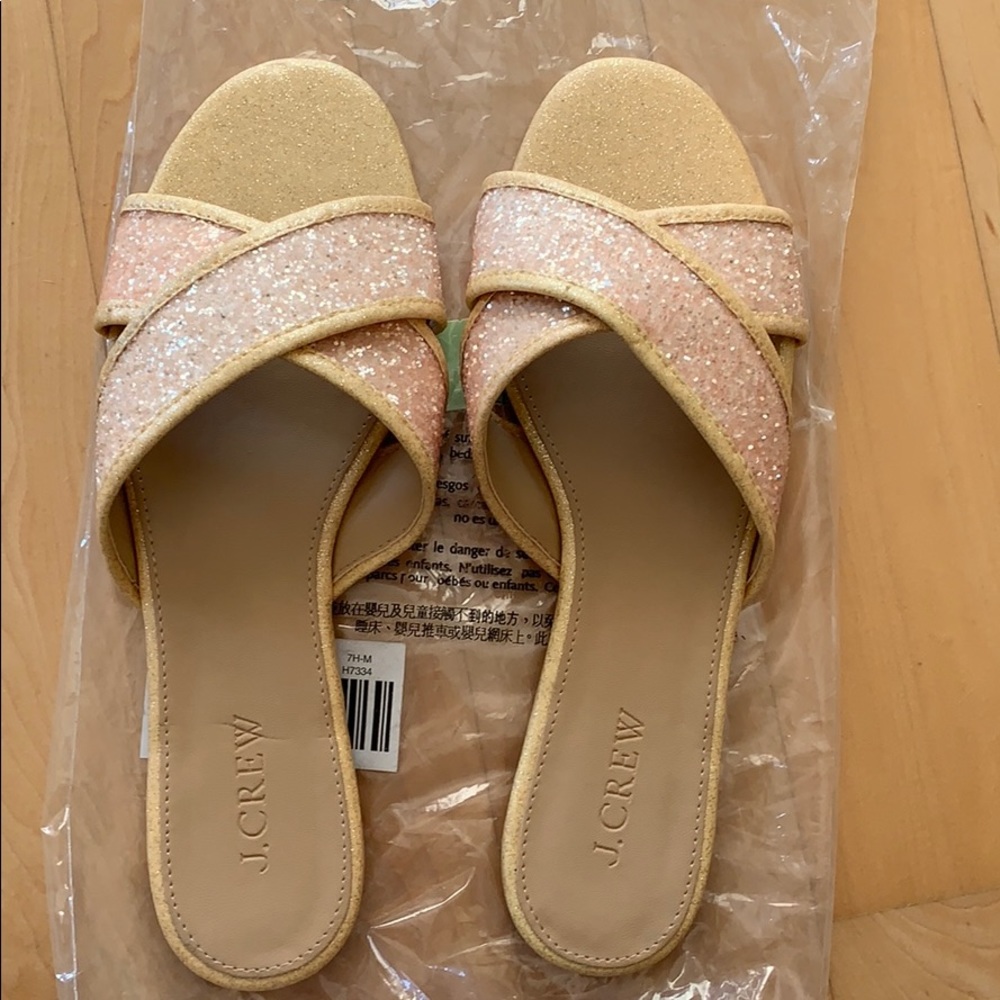 J. Crew Sparkly Crisscross Sandals